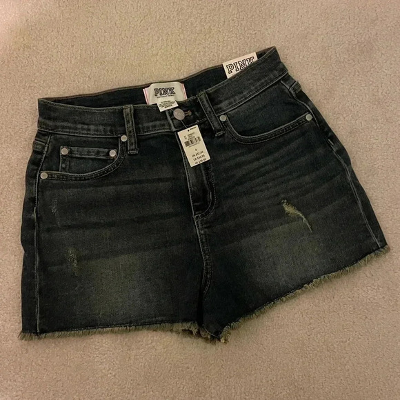 VS PINK high waist cut off jean shorts-size 4 NWT - Picture 2 of 7